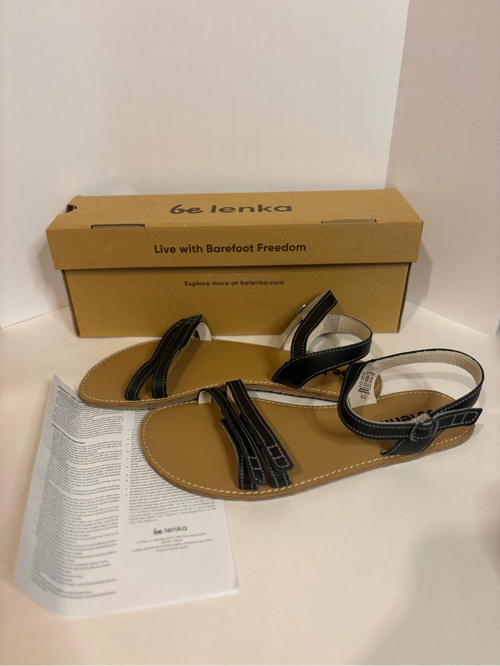 Be Lenka Women's Black Leather Strap Sandals